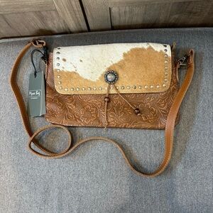 NWT Myra Bag Blossom Embossed Leather and Calf Hair Cross Body Purse